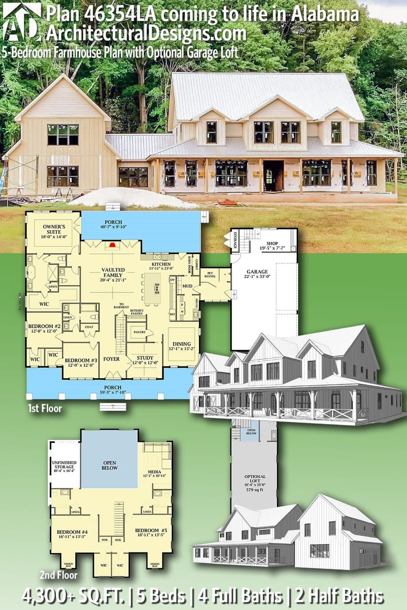 5 bedroom farmhouse house plans 5