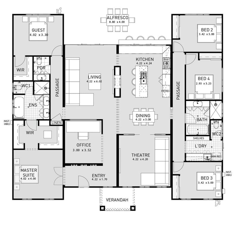 6 bedroom 1 story house plans 1