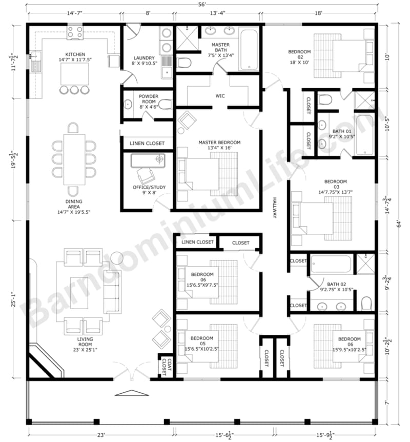 6 bedroom house floor plans 2