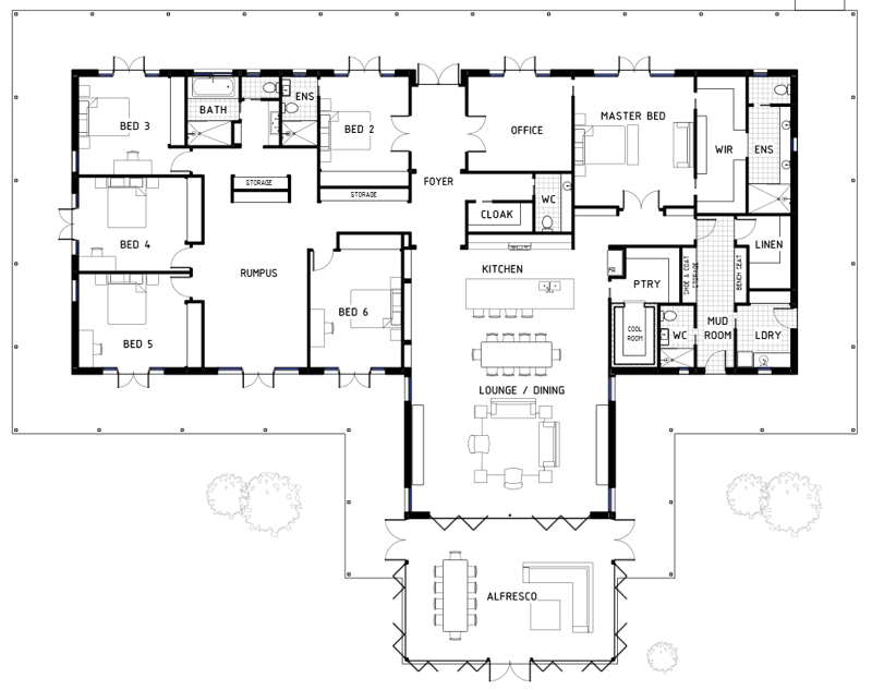 6 bedroom house plans single story 5