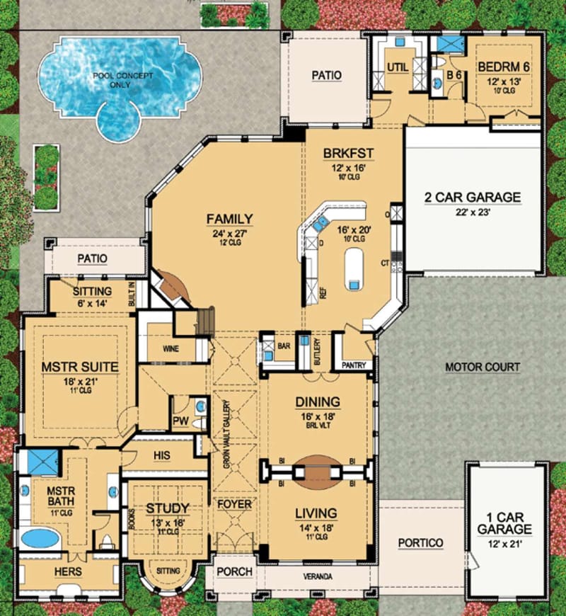 6 bedroom house plans single story 1