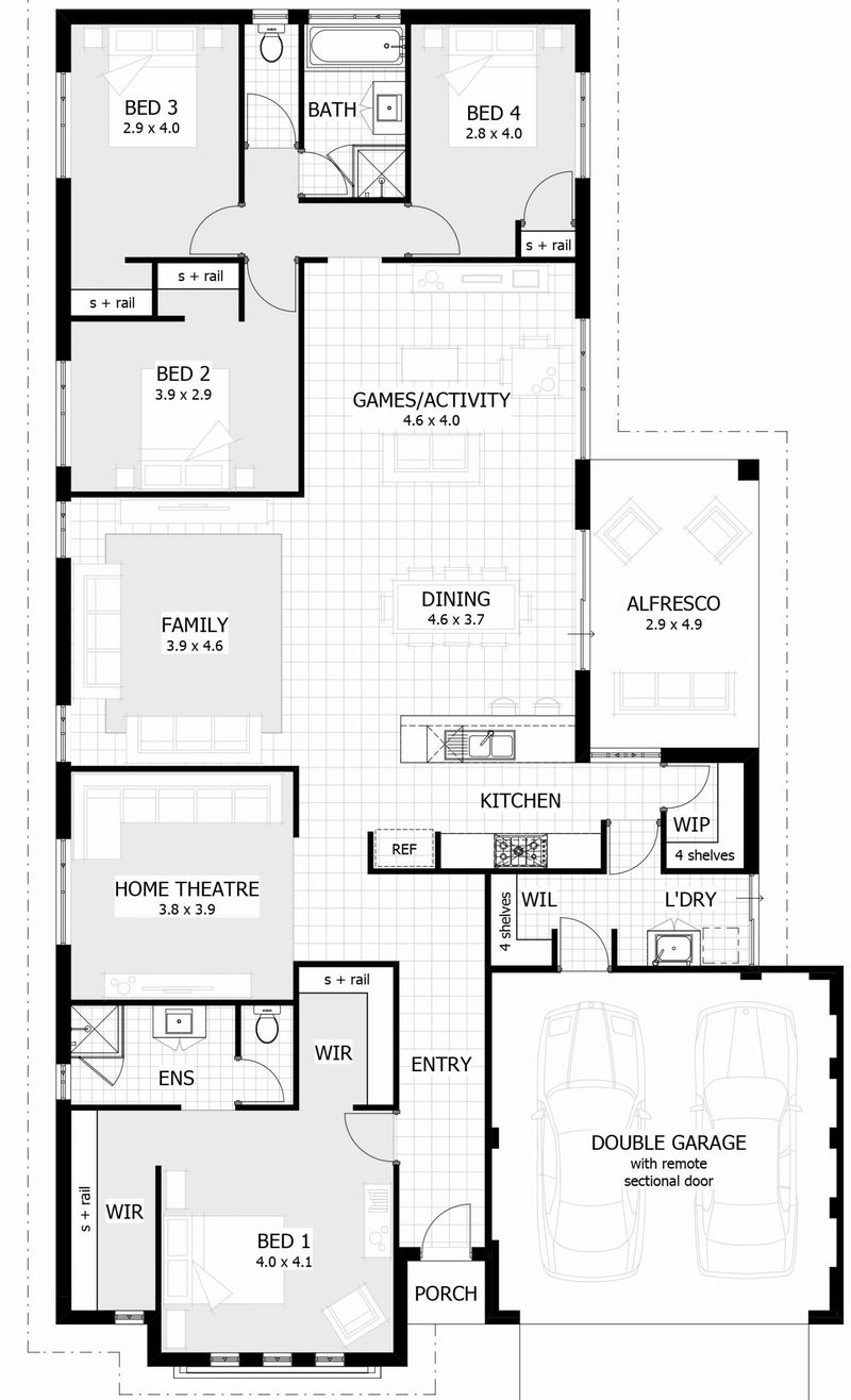 6 bedroom house plans single story 4