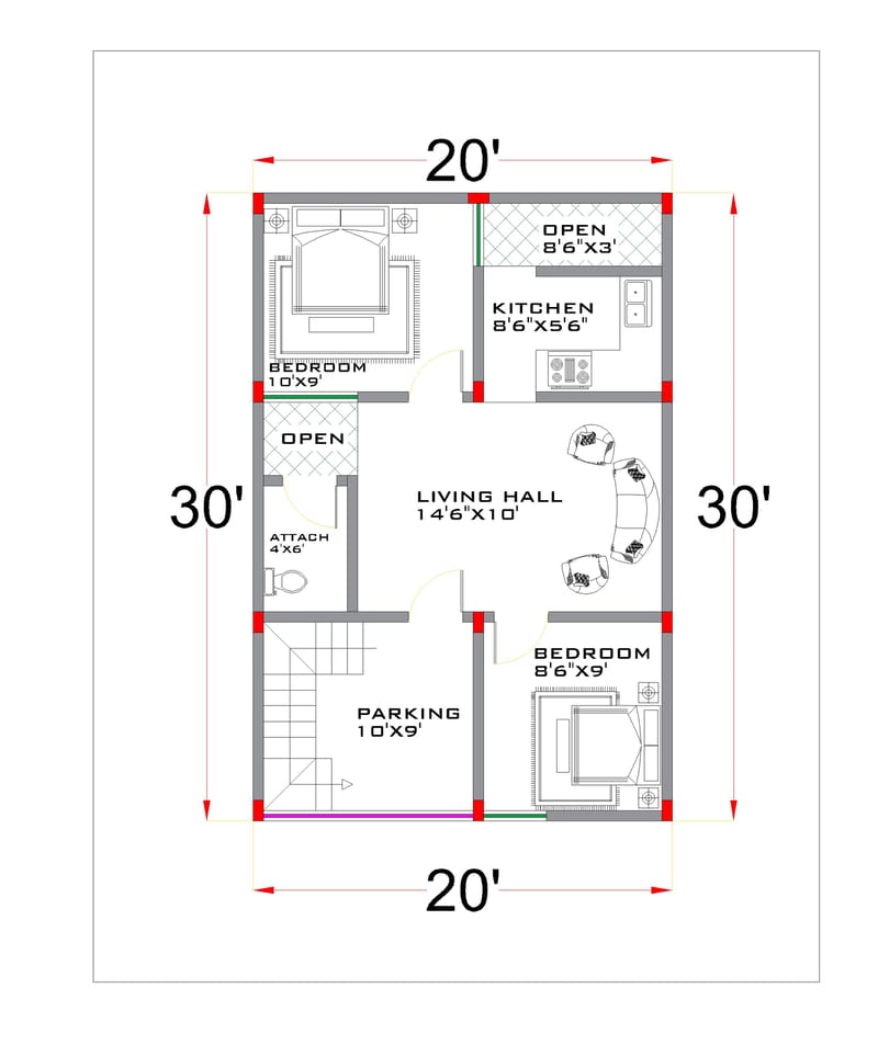 600 sq ft house plan 3