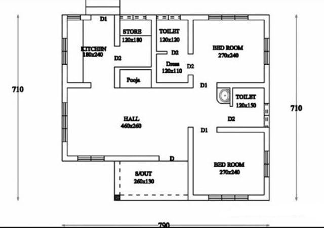 700 sq ft house plans 2 bedroom 2