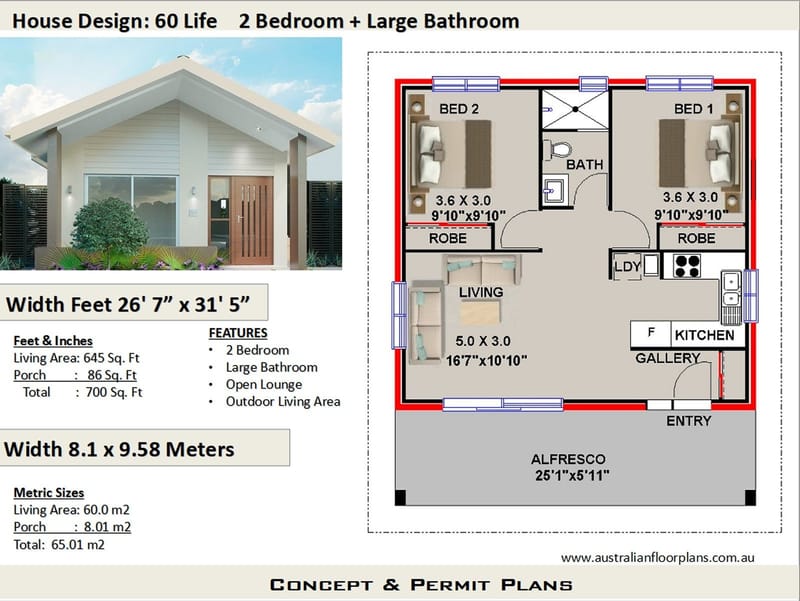700 sq ft house plans 2 bedroom 1