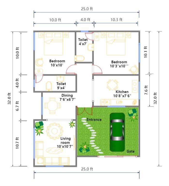 800 sq feet floor plan 4