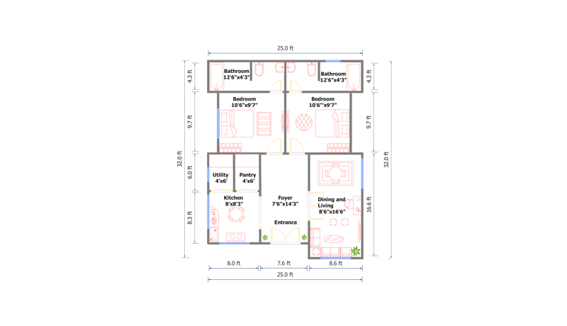 800 sq feet floor plan 4