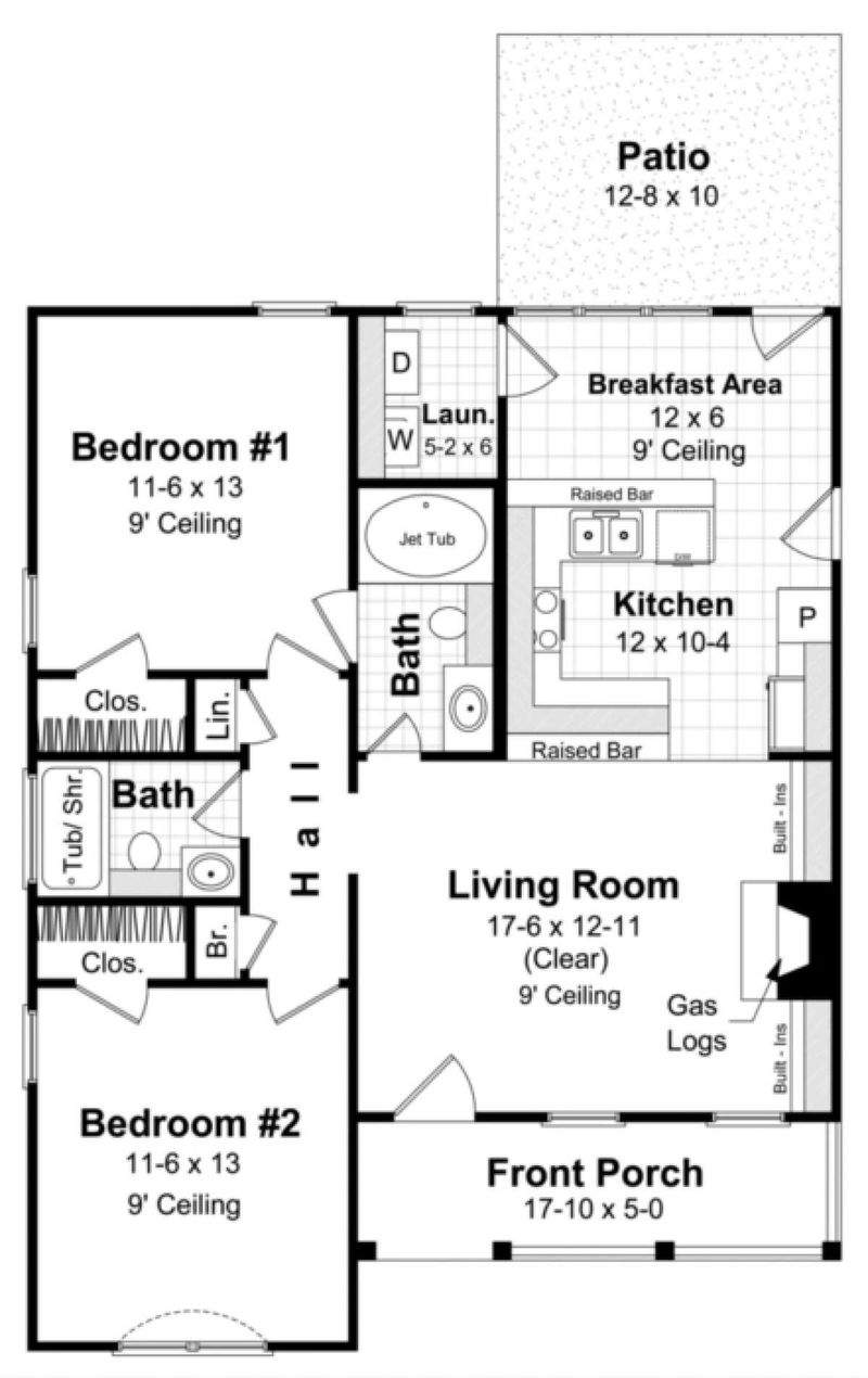 800 sq ft house plans 2 bedroom 5