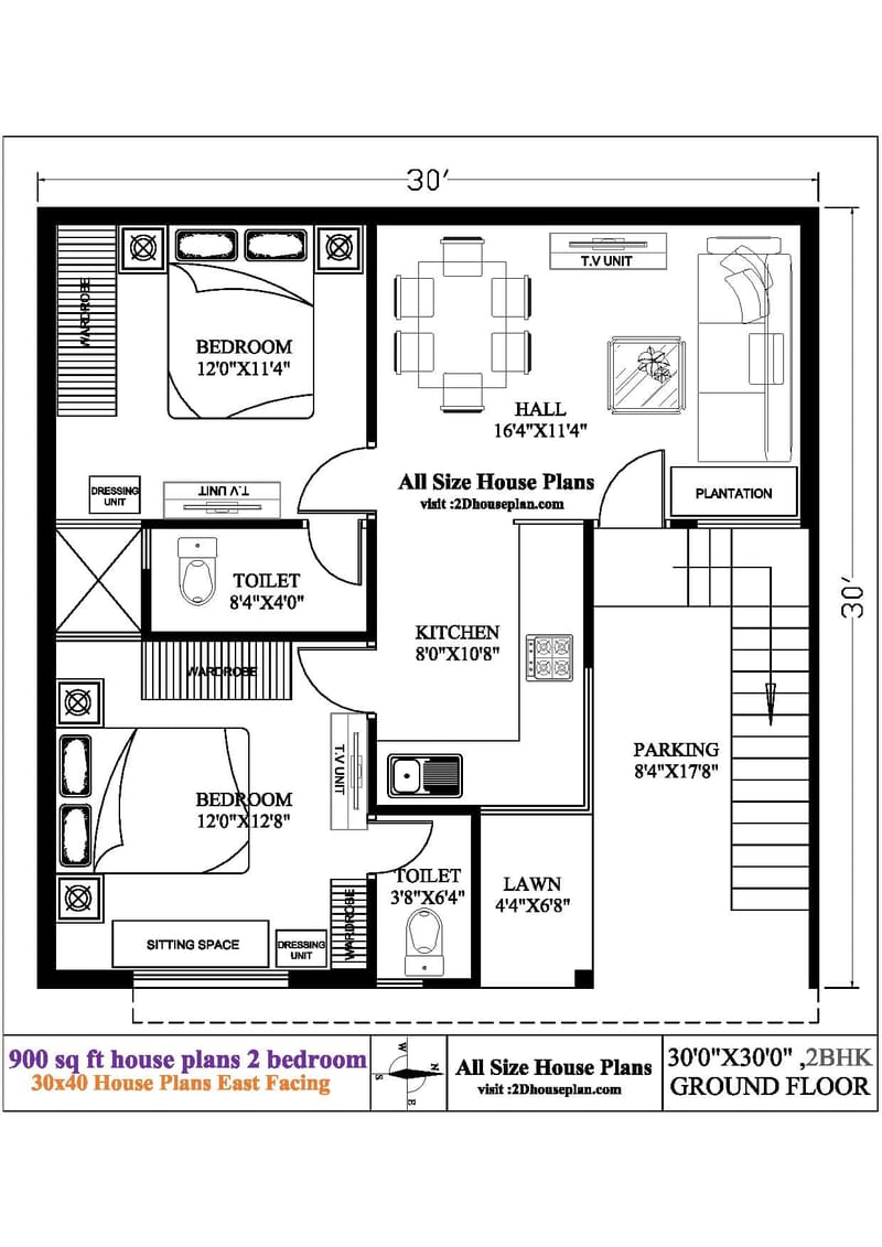 900 square feet house plans 2 bedroom 1