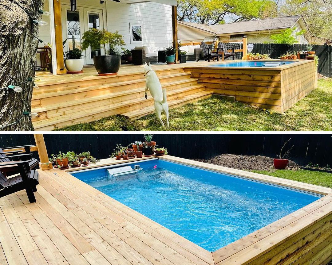 above ground pool built into deck 2