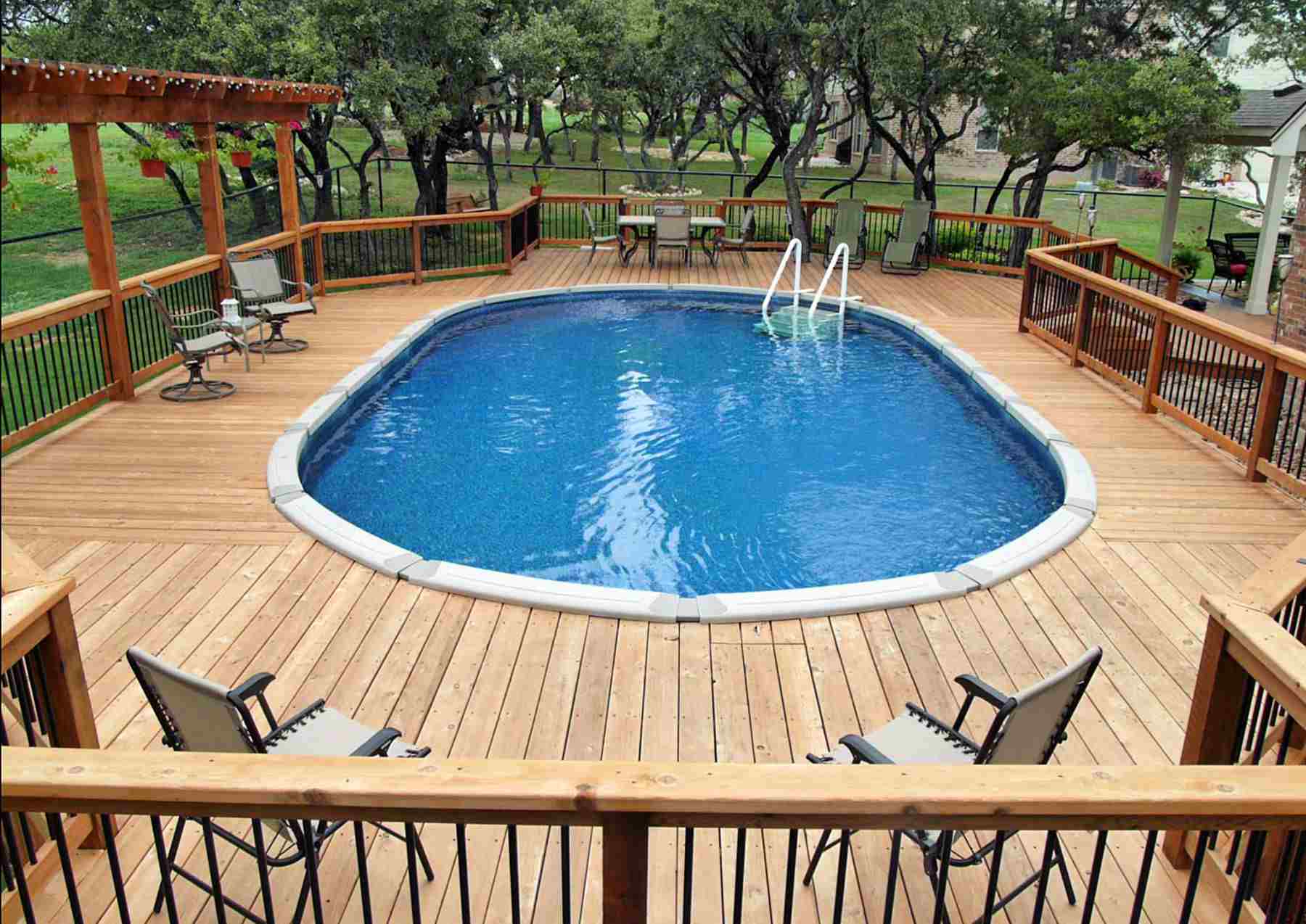 above ground pool built into deck 3