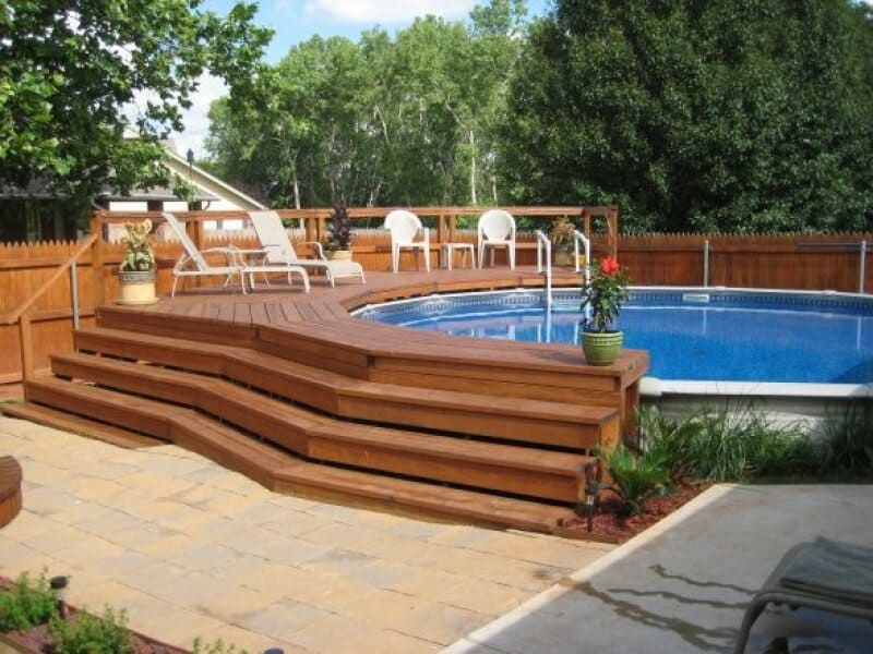 above ground pool built into deck 4