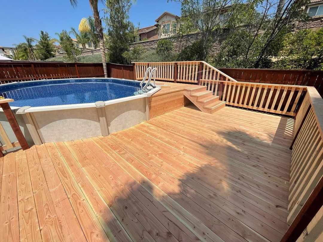 above ground pool built into deck 5