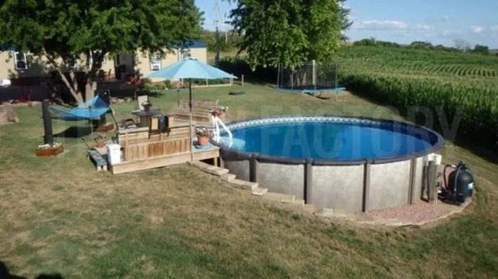above ground pool in sloped yard 2