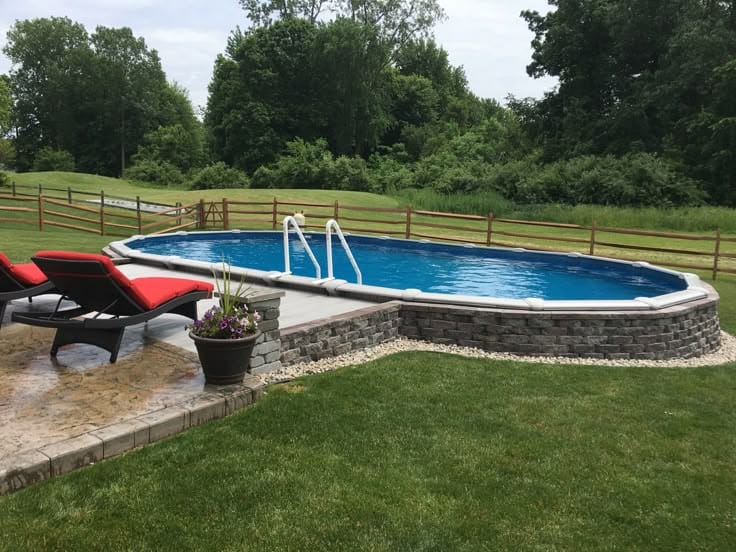 above ground pool on slope 4
