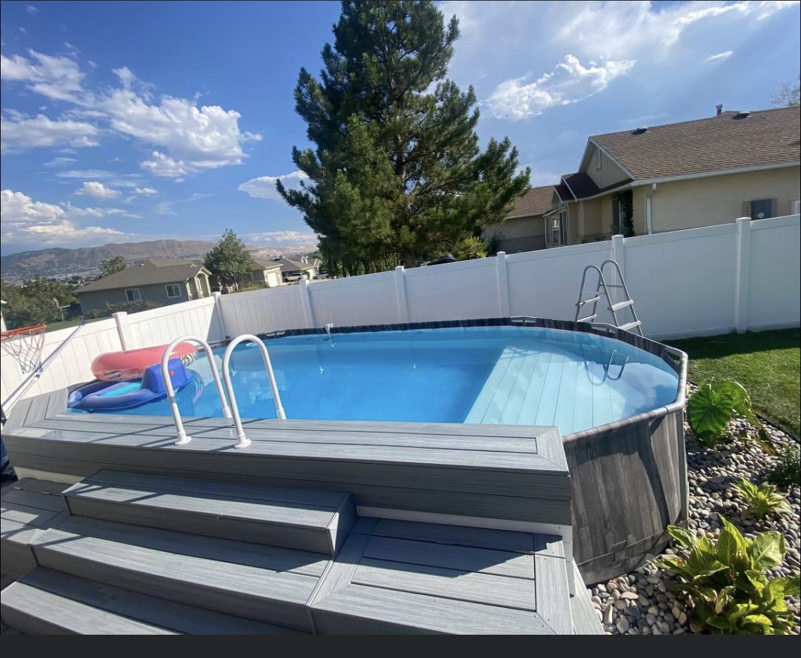 above ground pool with tanning ledge 2