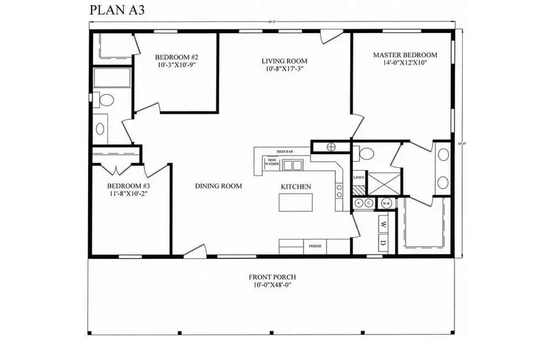 barndominium floor plans 3 bedroom 4