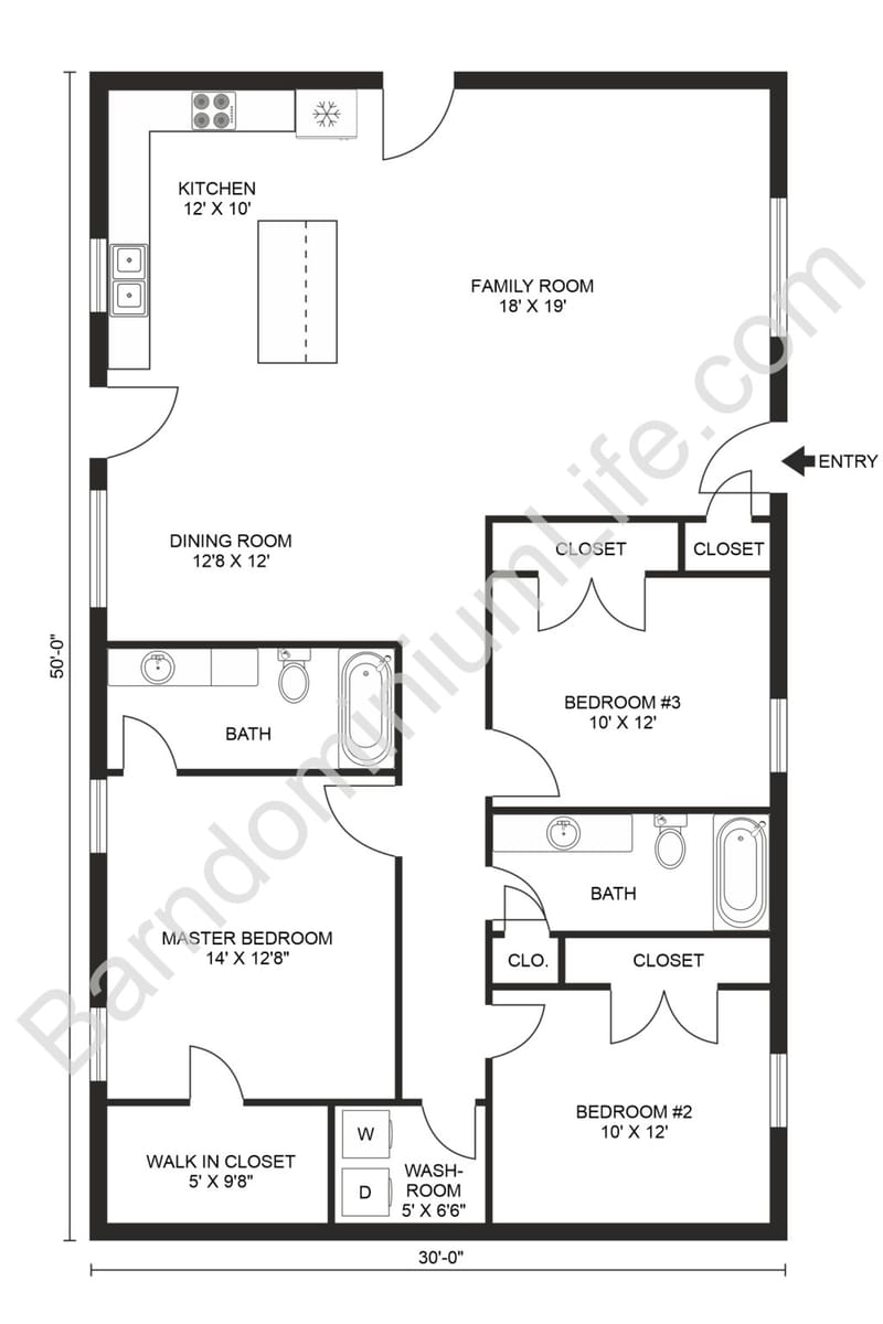 barndominium floor plans 3 bedroom 1
