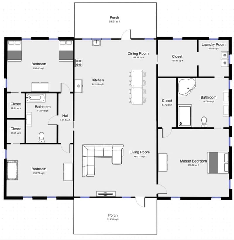 barndominium floor plans 3 bedroom 3