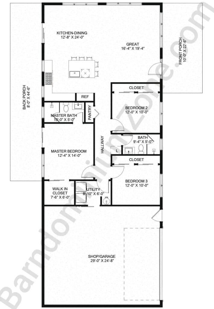 barndominium floor plans 3 bedroom 4