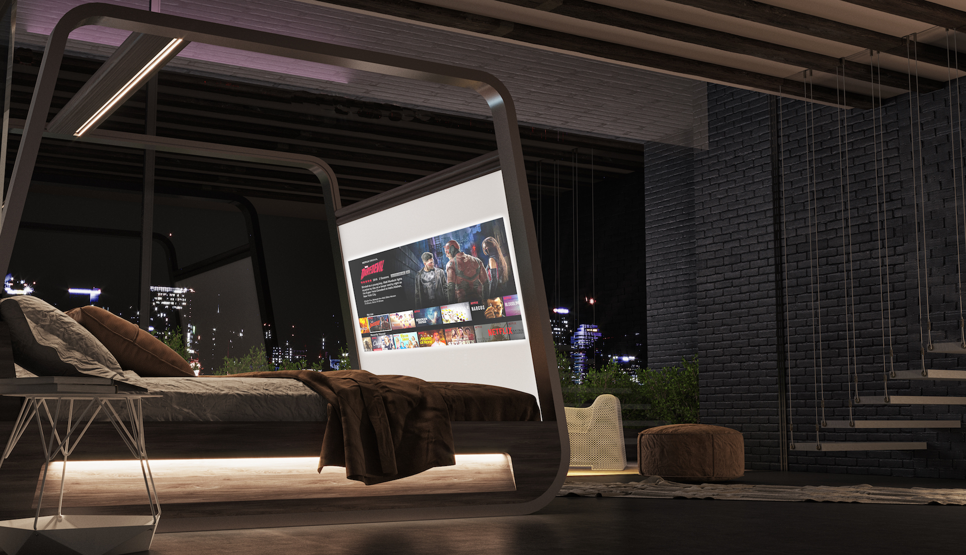 bed with pop up tv 2