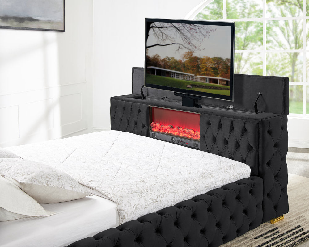 beds with tv and fireplace 1