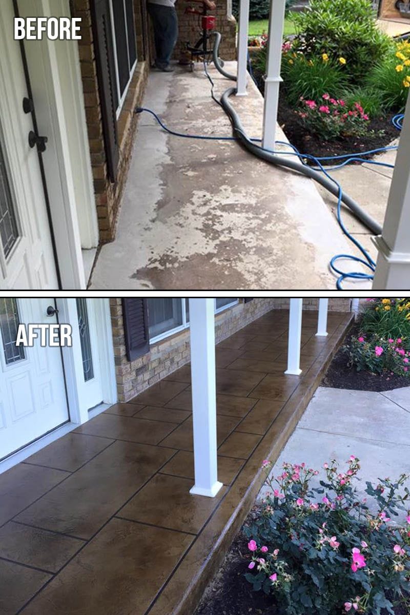 before and after concrete front porch makeover 3
