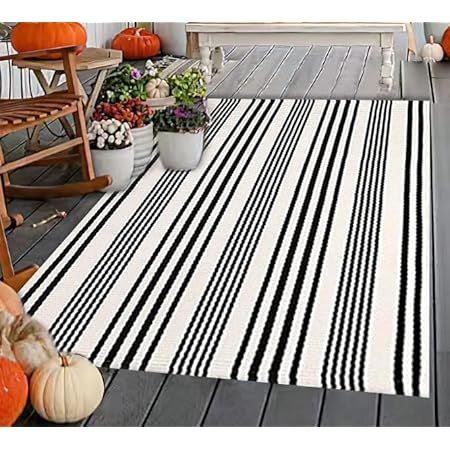 black and white striped outdoor carpet 4