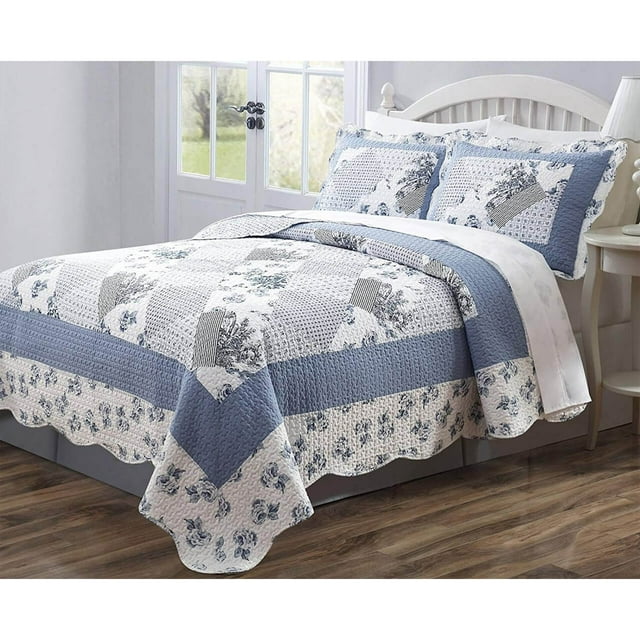 blue and white floral bedspread 4