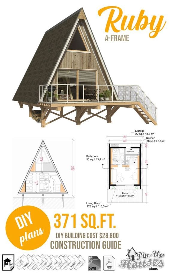 blueprint a frame house plans free pdf 4