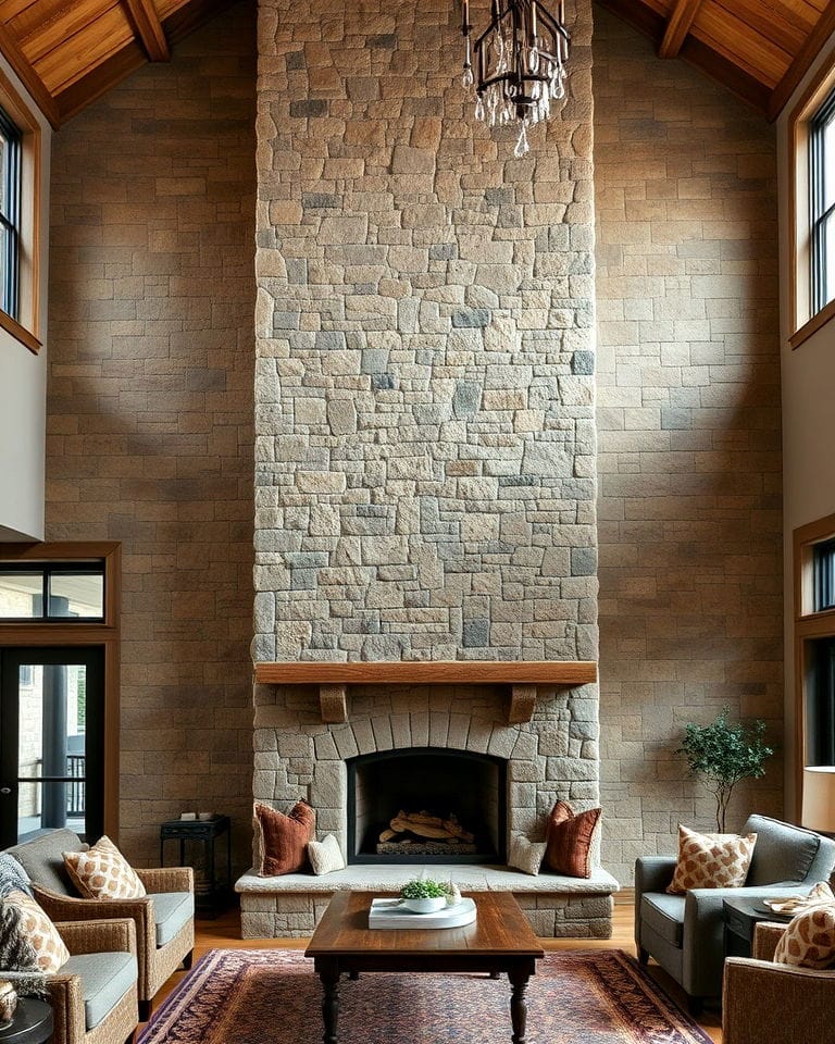 Bringing the Outside In with a Floor to Ceiling Stone Fireplace 2