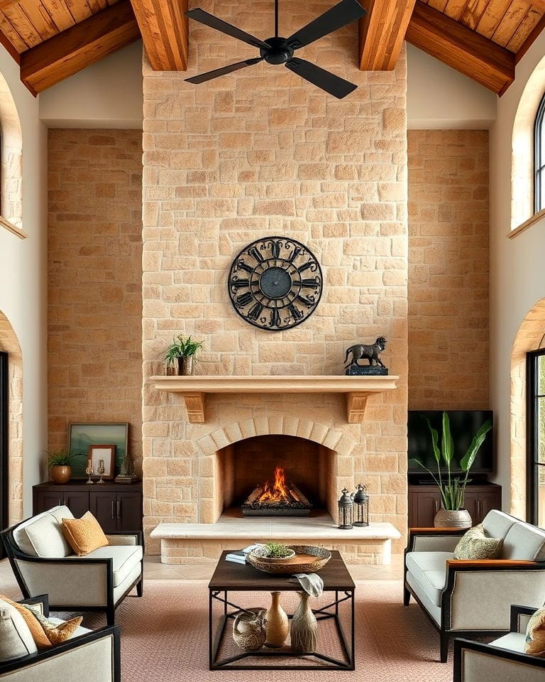 Bringing the Outside In with a Floor to Ceiling Stone Fireplace 4