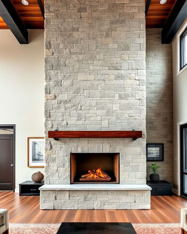 Bringing the Outside In with a Floor to Ceiling Stone Fireplace 1
