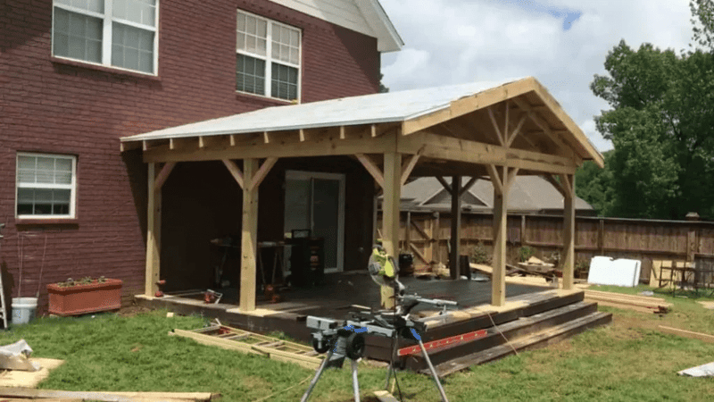 build a porch covering from the roof 5
