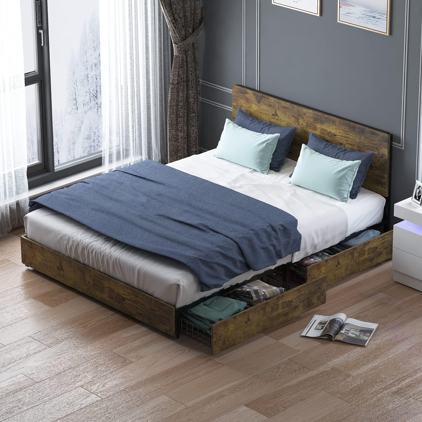 cal king wood bed frame 2
