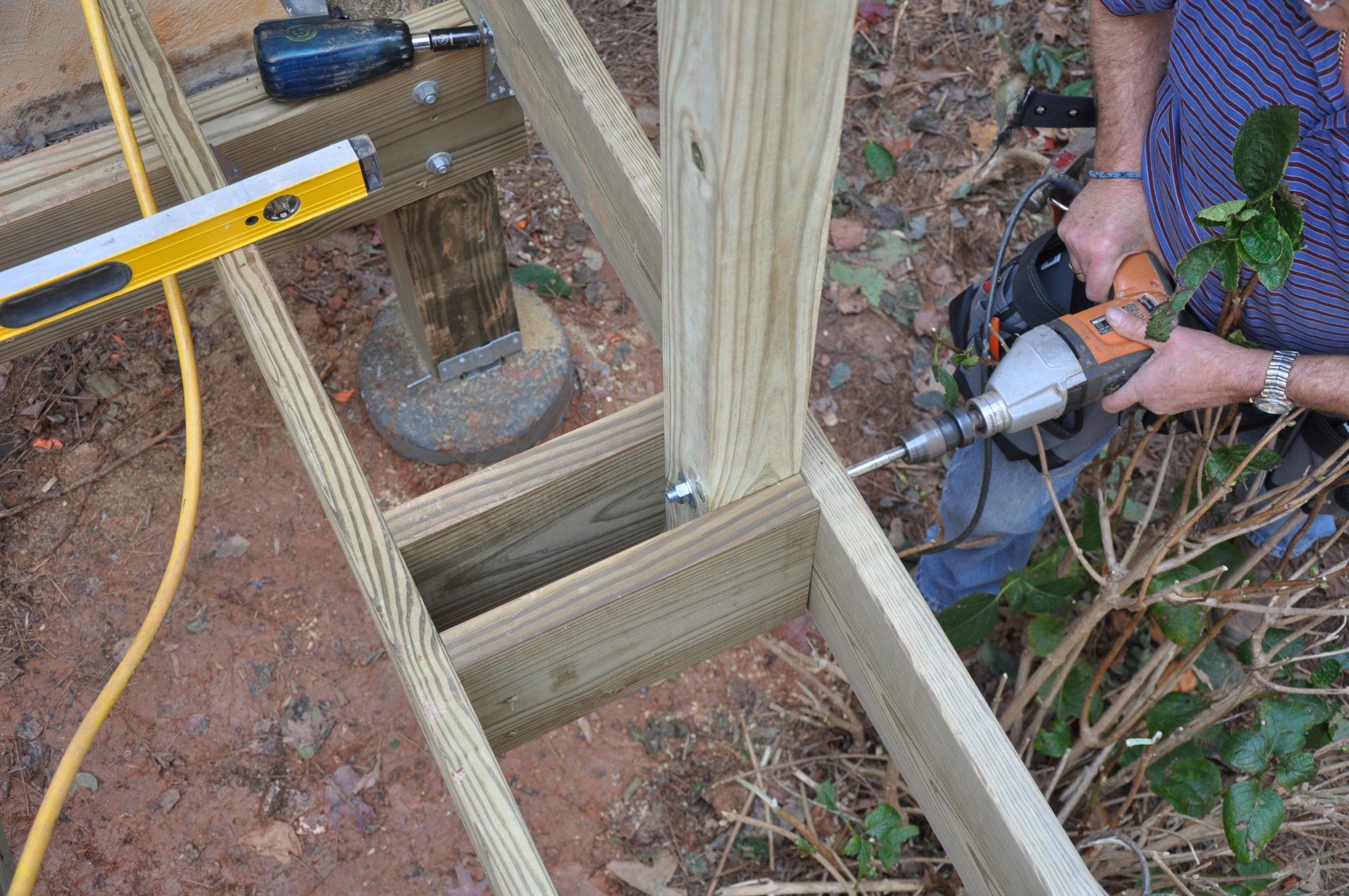 connecting railing post to deck 4