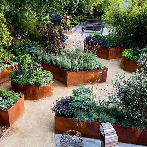 corten steel raised garden beds 1