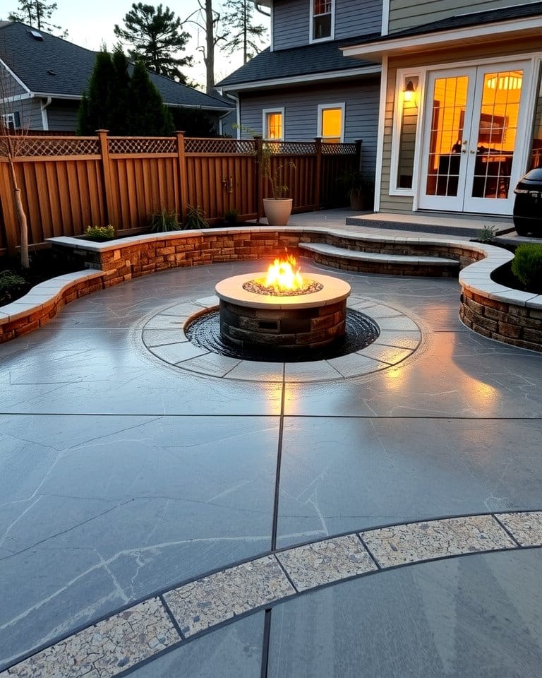 Crafting Your Dream Backyard Oasis with Stamped Concrete and a Firepit 1