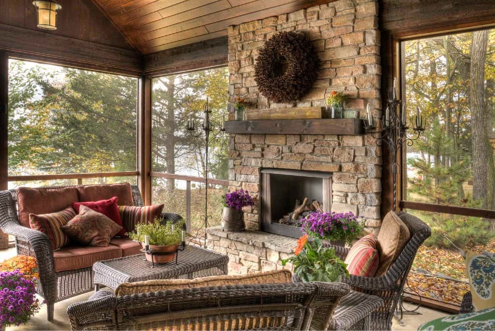 Crafting Your Perfect Screened Porch with a Fireplace a Four-Season 3