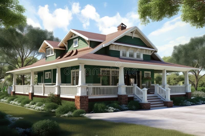 craftsman style house with wrap around porch 4