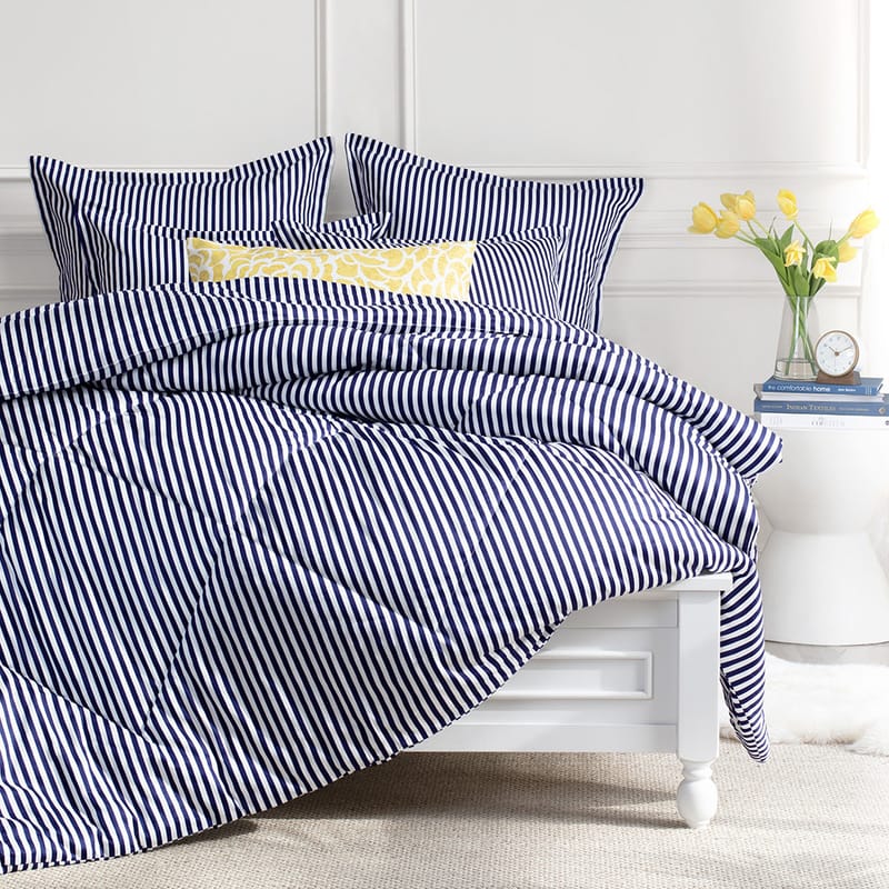 Creating a Coastal Dreamscape with Blue and White Striped Bed Linens 5