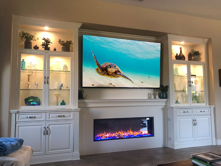 custom built in entertainment center with fireplace 4