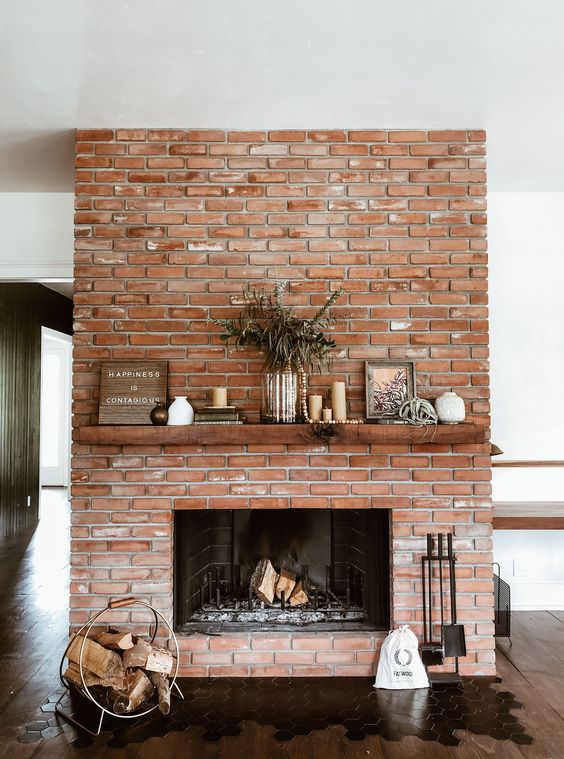 decorating ideas for brick fireplace mantel 4