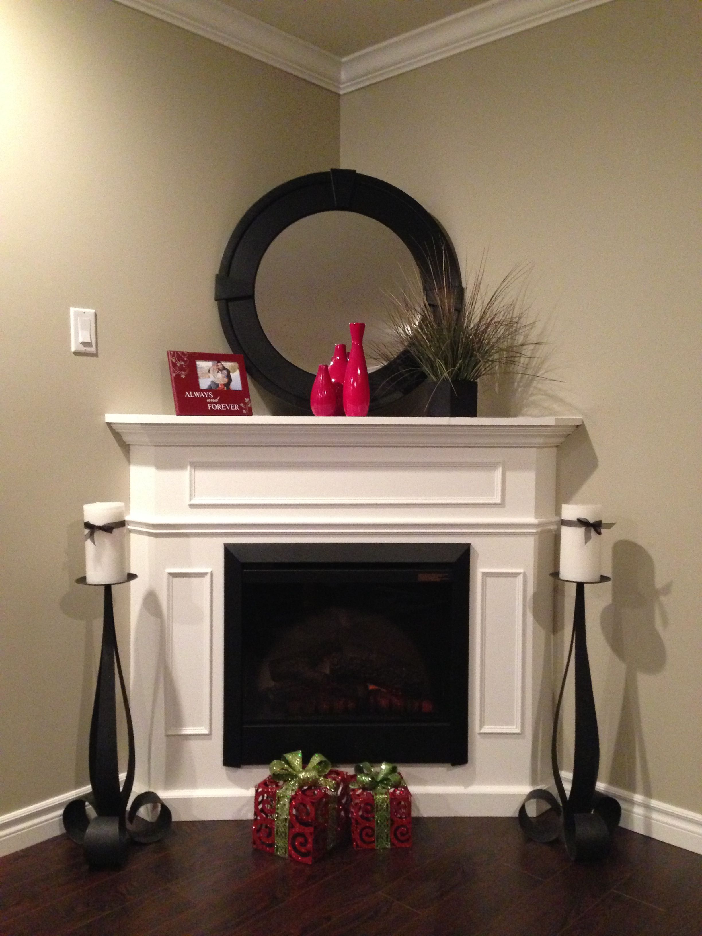decorating ideas for corner fireplace mantel 1