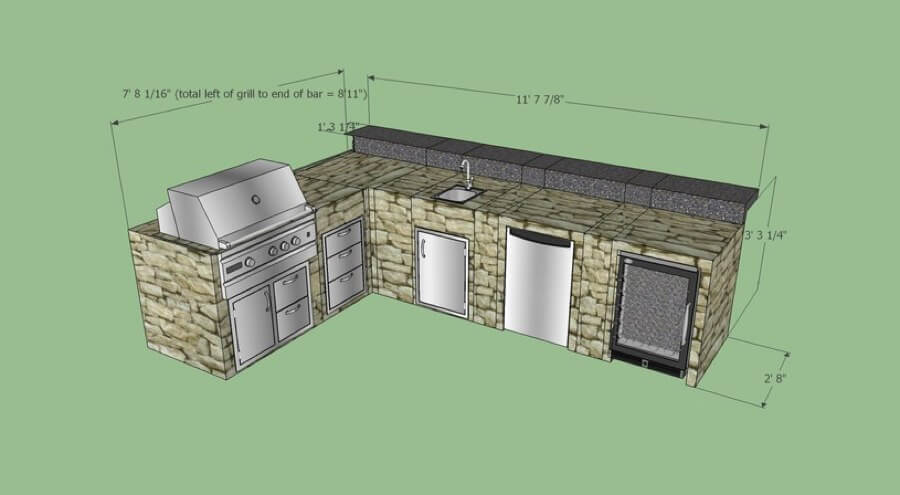 depth of outdoor kitchen counter 5