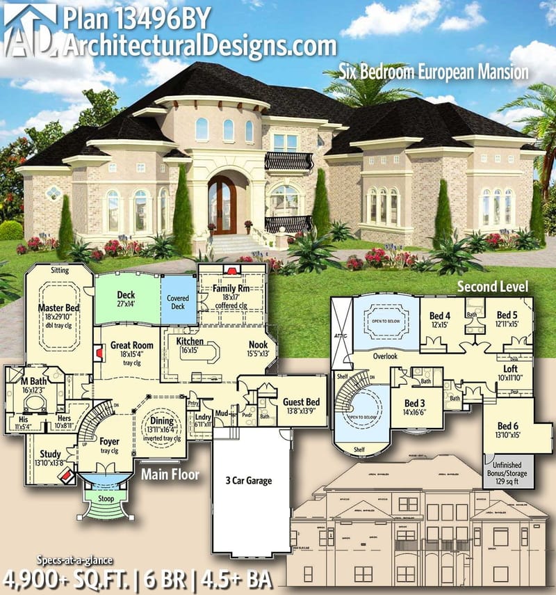Exploring the Art of Space 6 Bedroom House Plans in 3
