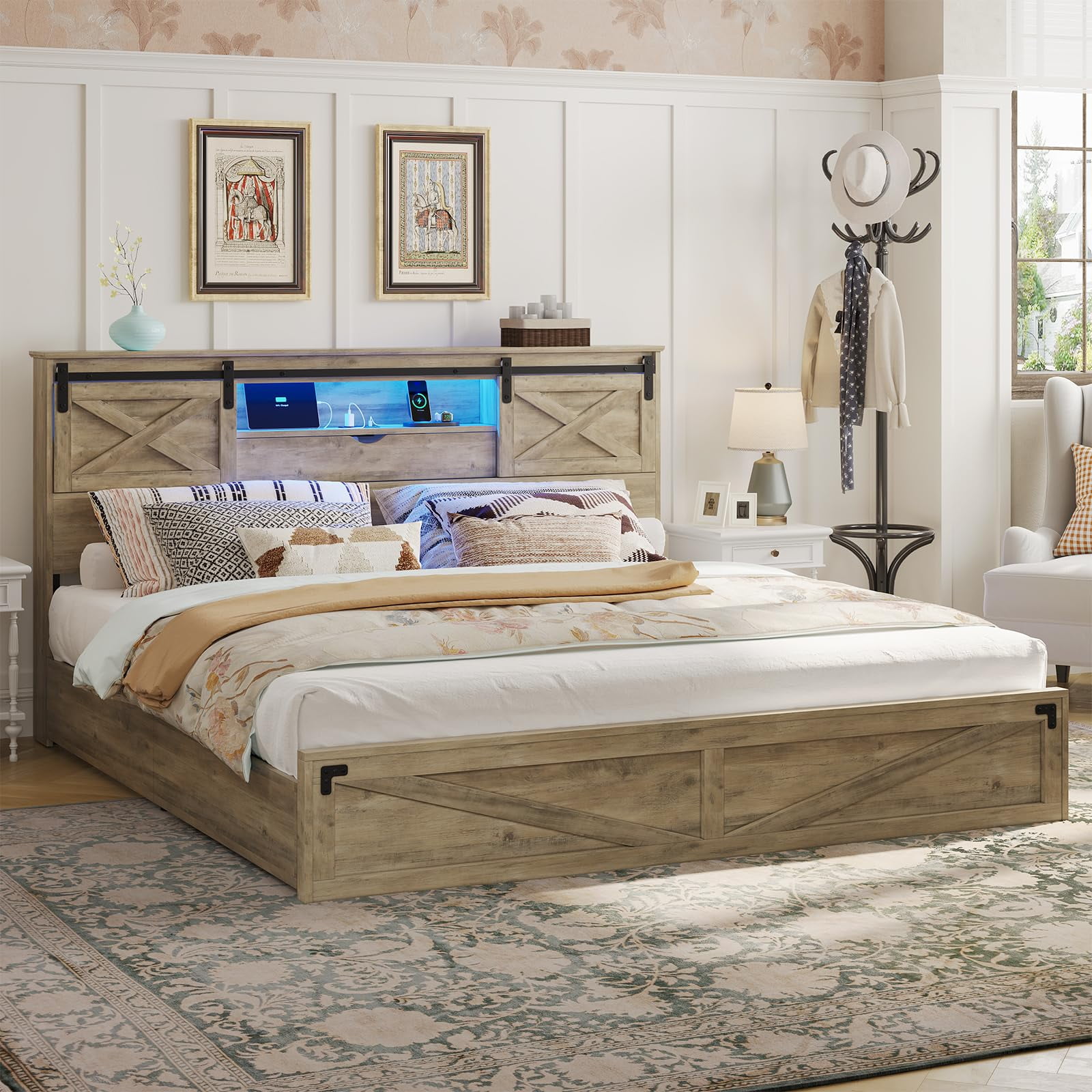 farmhouse king bed with storage 1