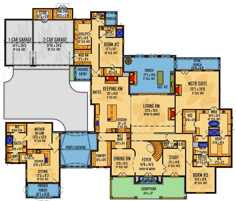 farmhouse plans with mother in law suite 4