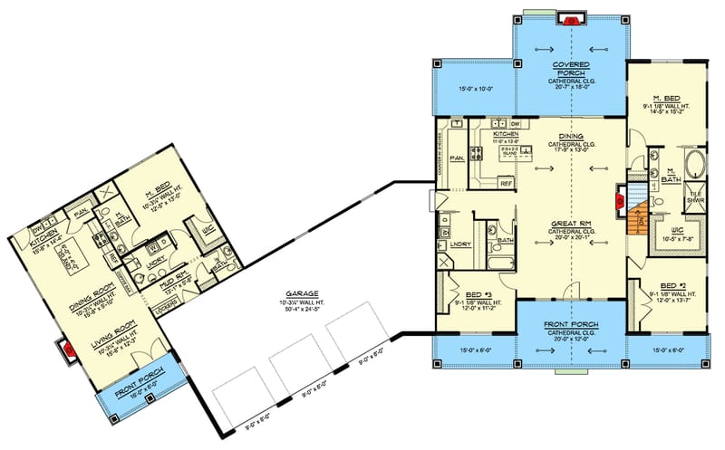 farmhouse ranch with inlaw suite plans 2