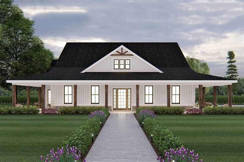 farmhouse with wrap around porch house plans 1